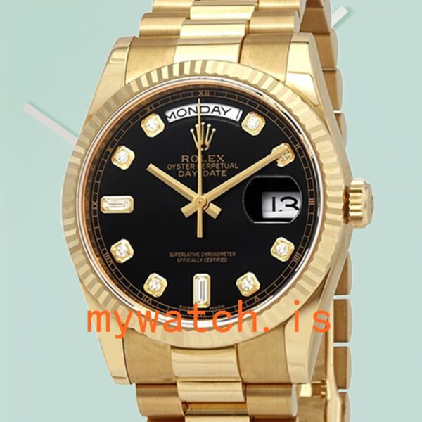 Rolex Day-Date 36mm Mens 118238BKDP Black Dial: Authentic vs. Replica