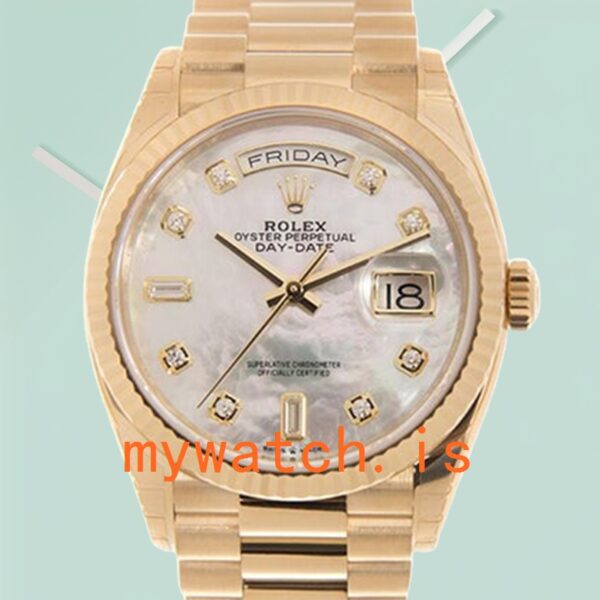 Rolex Day-Date Unisex M128238-0011 36mm Mother of Pearl Dial: Genuine vs. Replica