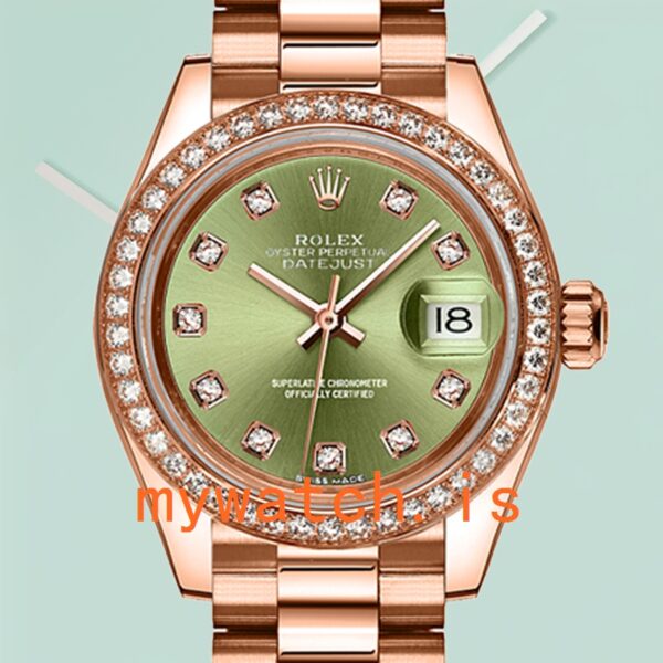Rolex Datejust 28mm Ladies m279135rbr-0014 Rose Gold-tone Green Dial: Authentic vs. Replica